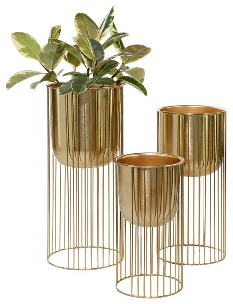 gold planters indoor|gold 3 pot hanging planter.